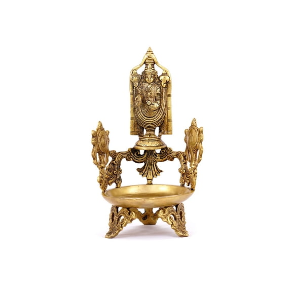 Balaji Statue Aarti Meduim Diya Brass Material For Puja, Home Mandir, Gifts by Pooja Bazar 7 X 14 X 7 In