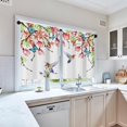 thumbnail image 5 of Flower Bird Kitchen Curtains Spring Butterfly Window Curtains Valance and Tier Set 36 Inch, Watercolor Pink Botanical Rod Pocket Short Tier Curtain, Floral Small Cafe Curtains for Kitchen Decor, 5 of 6