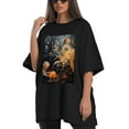 thumbnail image 4 of Plus Size Shirt for Women Black Tops for Women Short Sleeves Shirt for Women Oil Painting T Shirt Crewneck Shirt for Women XL, 4 of 5