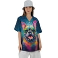 thumbnail image 4 of Hippie French Bulldog Portrait oil painting Watercolor Tie-dye Vintage Hawaiian Shirt Breathable Summer Unisex Merch Dog Lover Gifts - 00015, 4 of 6