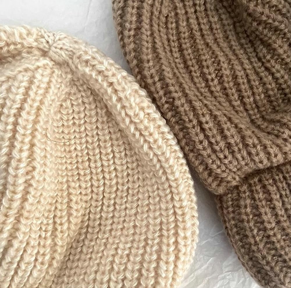 CoCoMangos Winter Knit Slouchy Solid Beanie Hats for Women Soft Warm Daily Skull Cap Bucket Hat with Visor for Cold Weather