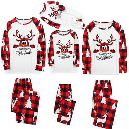 

Matching Family Christmas Pajamas Sets for Photoshoot 2022 Funny Sleepwear Plaid Cute Reindeer Xmas Pjs Nightwear