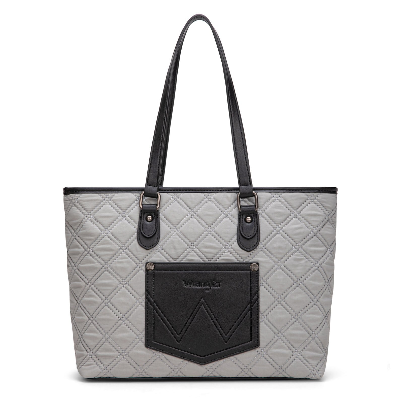 Wrangler Puffer Tote Bags for Women Medium Quilted Shoulder Bag for Work School Lifestyle Purse, Black