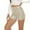 Beige, variant on Rezuofi 1 Pcs Women's Metallic Rave Booty Shorts Shiny High Waisted Bottoms for Dance Festival