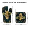 thumbnail image 2 of Riple Goddess with Triskele - Gold on Shimmer Green Oven Gloves And Pots Stand Set Oven Gloves And Pot Racks Pot Racks And Oven Gloves Set, 2 of 9