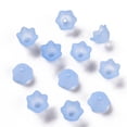 thumbnail image 2 of 500gs Transparent Acrylic Beads Caps Tulip Flower Lily of the Valley Frosted Cyan 10x6mm Hole: 1.5mm about 2100pcs/500g, 2 of 7