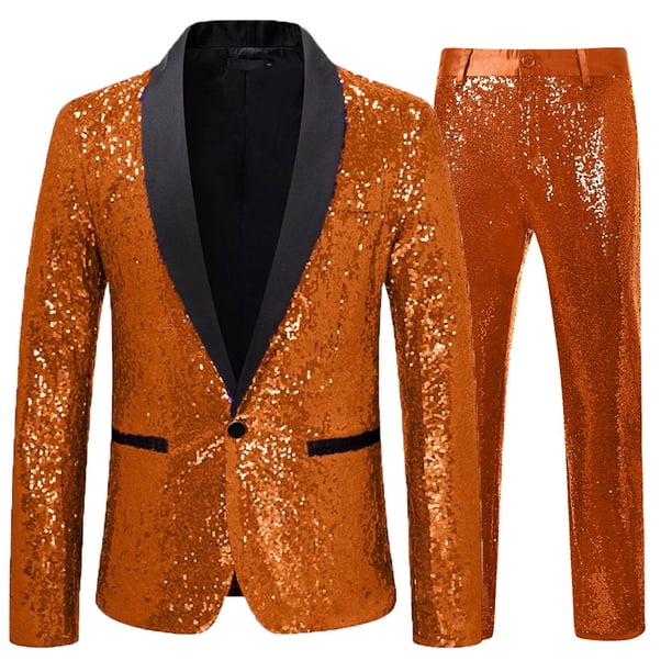 Ceisia Men's Slim Fit Sequin Shawl Collar Blazer & Trousers Set | Party & Performance Wear Gifts