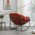 thumbnail image 6 of MOONMISS Rattan Rocking Chair, Indoor & Outdoor Comfy Rocker Chair with Thick Cushion, Modern Lounge Chair for Balcony, Porch, Garden, Backyard, Deck, Orange, 6 of 6