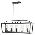 thumbnail image 7 of Golden Lighting Mercer 5-light Island Light in Matte Black and Seeded Glass, 7 of 7