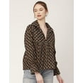 thumbnail image 4 of Moomaya Printed Pleated Tops For Women, Long Sleeves Summer Top, Designer Collar Shirt, 4 of 8