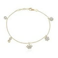 thumbnail image 3 of AVORA 10K Yellow Gold Simulated Diamond CZ Multi Charm Bracelet with Crown : 8", 3 of 3
