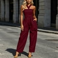 thumbnail image 2 of Tqcoqu Women's Halter Sleeveless Jumpsuit with Pocket,Back Tie Elastic Waist Wide Leg Solid Casual One Piece Romper, 2 of 7