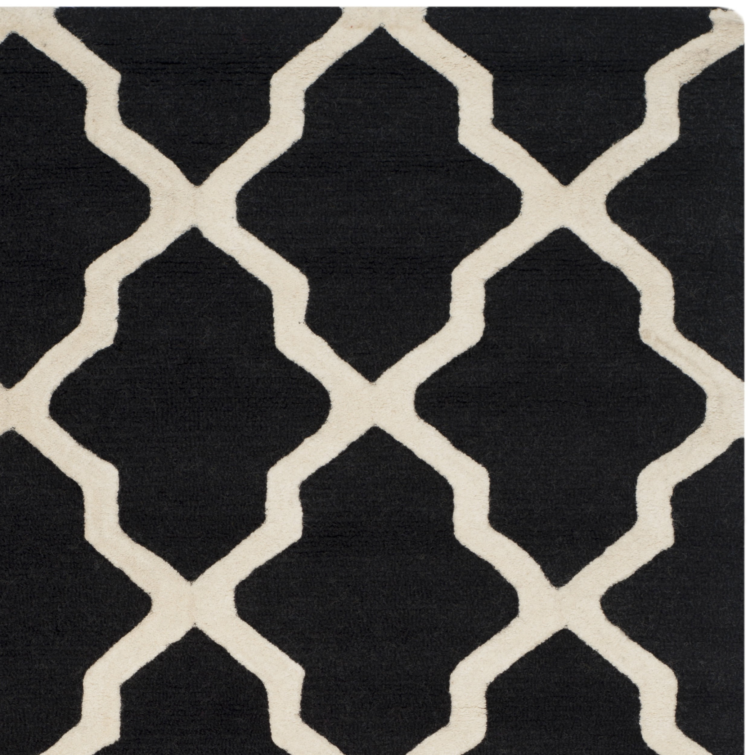 SAFAVIEH Cambridge Liam Geometric Wool Runner Rug, Black/Ivory, 2'6" x 10'