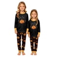 thumbnail image 2 of HTHLVMD Print Pjs, Top Bottom Sleepwear, Halloween Big Bow Pumpkin Chest Print Allover Pumpkin Star Family Matching Pajamas Set, Long Sleeve Crew Neck 2 Piece Loungewear, 7 Years, 2 of 5