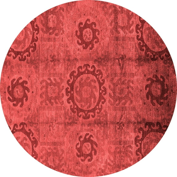 Ahgly Company Indoor Round Oriental Red Industrial Area Rugs, 4' Round