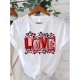 thumbnail image 2 of Valentine's Day Theme Elements Printed Women's T-Shirt, Valentine's Day Gift Casual, Fashionable, CoCamisetas para mujer, lindas camisetas con estampado gráfico, de manga corta, estilo casual, para ve, 2 of 7