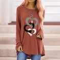 thumbnail image 2 of Dezsed Valentine's Day Tee Shirt for Women Women's Printed T-shirt Long Sleeves Blouse Round Neck Casual Tops Sweatshirt Coffee, 2 of 5