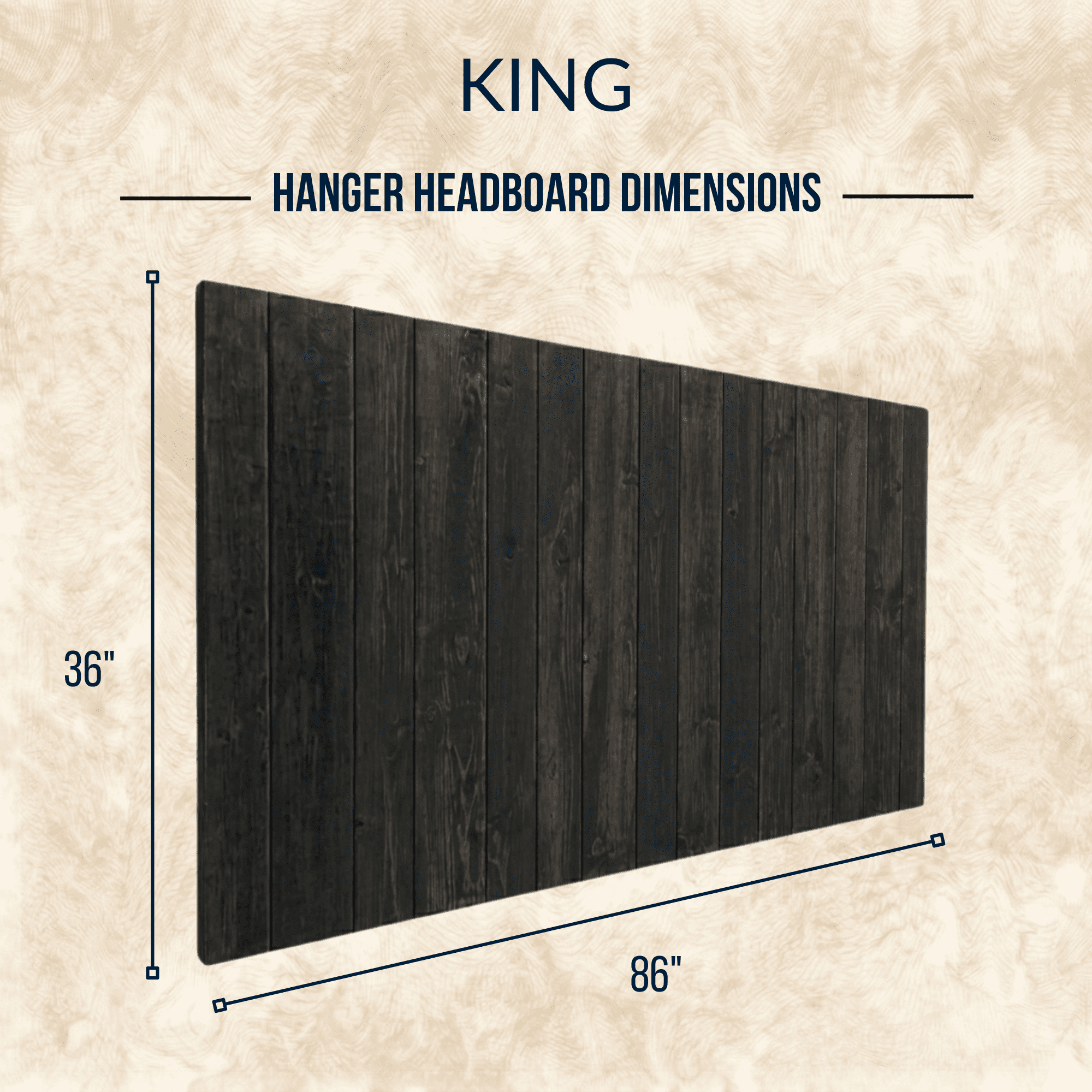 Barn Walls Solid Wood Headboard, King Size - Black Barrel