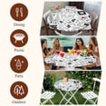 thumbnail image 7 of Black White Video Game Round Tablecloth, Fitted Table Cover with Elastic for 55"-60" Round Tables, Console Computer Gaming Sketch Style Table Cloth Outdoor Indoor Dinning Party Waterproof Tablecloths, 7 of 7