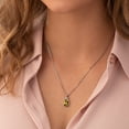 thumbnail image 2 of Peora Peridot Pendant Necklace for Women 925 Sterling Silver, Natural Gemstone, 1.50 Carats Emerald Cut 8x6mm, with 18 inch Chain, 2 of 4
