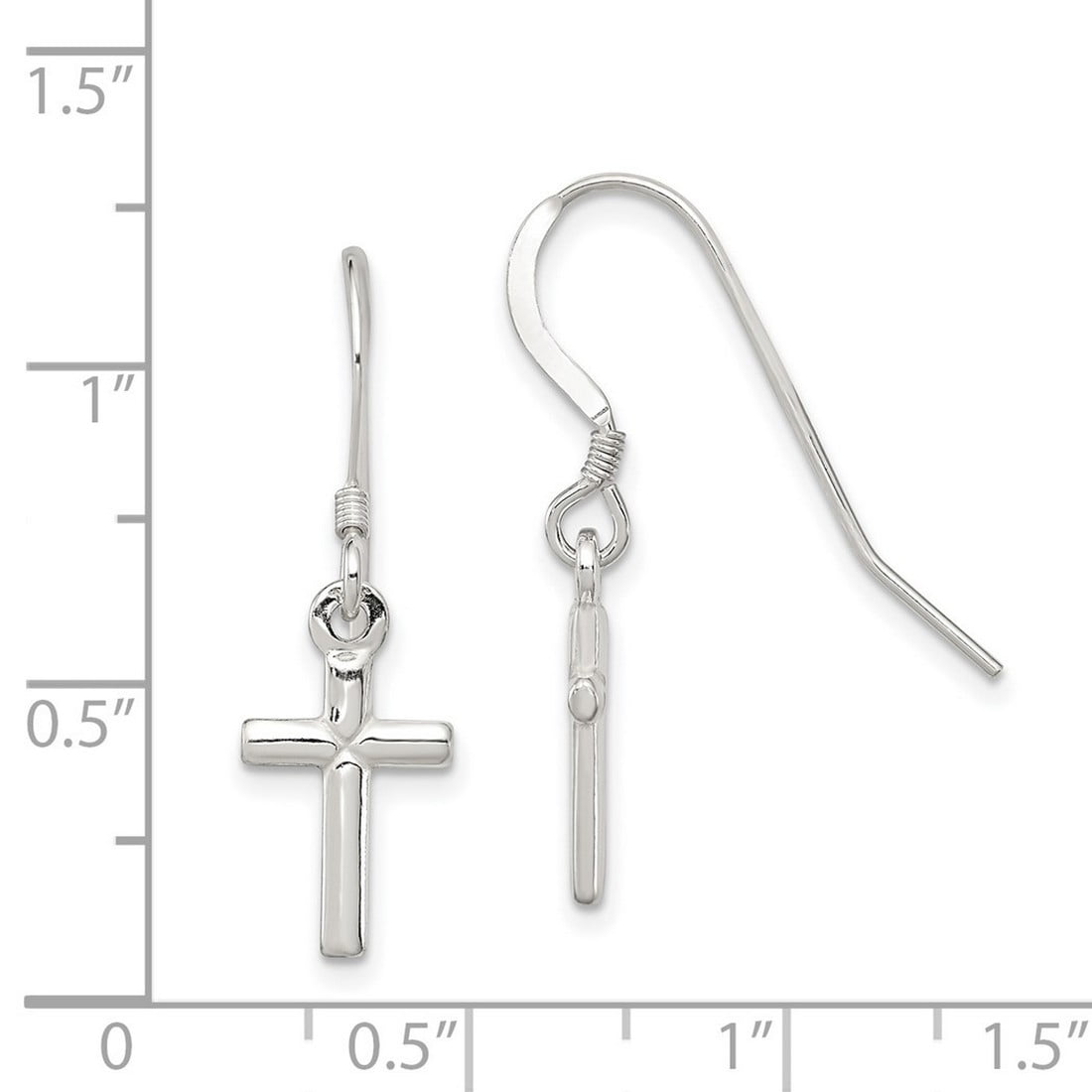 925 Sterling Silver Polished Shepherd hook Religious Faith Cross Long Drop Dangle Earrings 30x8mm Wide Dangle Earring fo