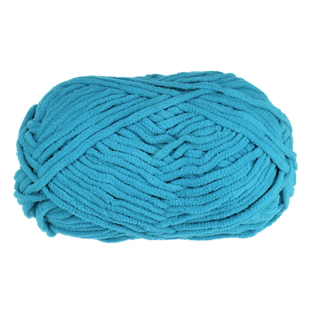 Manta de Hilo Chenilla Terciopelo 100g/3.5oz 6 Súper Voluminoso Poliéster Suave Azul Unique Bargains