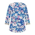 thumbnail image 4 of Levmjia Summer Womens Plus Size Tops Short Sleeve Fashion Women's V-Neck 3/4 Sleeve Lace Splicing Floral Print Casual T- Shirt Blouse Tops, 4 of 5