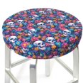 thumbnail image 3 of Pofeuu Skull Daisy Print Round Bar Stool Covers - Super Soft and Washable Elastic Stool Cushion Slipcover Easy Clean Velvet-13 inch, 3 of 7