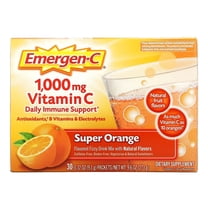 Emergen-C 1000Mg Vitamin C Powder for Immune Support Super Orange, 30 Count, 0.32 Oz Packets