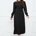 thumbnail image 2 of Yuyuzo Robe Maxi Formelle pour Femme à Manches Longues, Col Ras du Cou, Froncée, à Volants, Fluide, Couleur Unie, Robe de Cocktail avec Ceinture, 2 of 7
