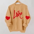 thumbnail image 3 of Craaazy Women's Casual Love Heart Round Neck Long Sleeve Cozy Sweatshirts Gifts, 3 of 5