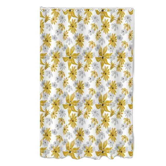 14Pc Set Peva S. Curtain + 12 Crochets + Bathmat (Honey Mustard)