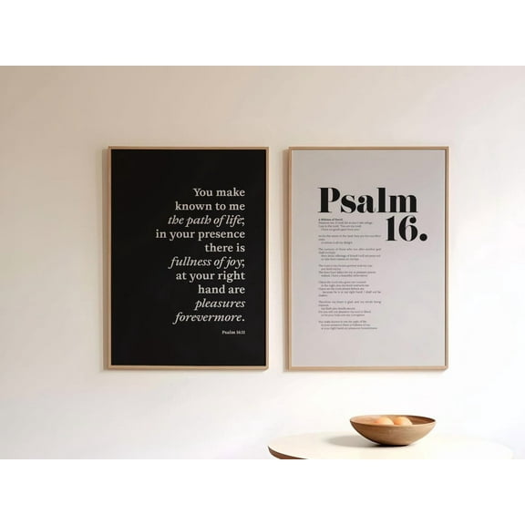 Luvia Set Of 2 Psalm 16, Christian Scripture Poster, Christian, Fullness Of Joy, Psalm 16 11, Modern Wall Decor Set 2 Prints 8x12 UNFRAMED
