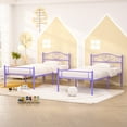thumbnail image 2 of VECELO Set of 2 Twin Size Metal Platform Bed Frame with Headboard and Footboard, Heavy Duty Slat Steel Slat Support, No Box Spring Needed, Purple, 2 of 8