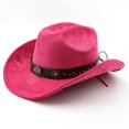 thumbnail image 6 of Vented Straw Cowboy Hat for Women Men Cattleman Crease Wide Brim Breathable Lightweight Western Cowgirl Hat Summer Beach, 6 of 6