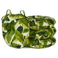 thumbnail image 2 of Palm Leaves White 15-inch Outdoor Round Bistro Chair Cushion (4-pack), 2 of 5