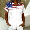thumbnail image 4 of Mifsaly Short Sleeve Button Down Shirts for Women Lapel Collar V Neck Blouses Patriotic Hearts American Flag Print Independence Day Tops 2026 S, 4 of 6