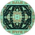 thumbnail image 1 of Ahgly Company Machine Washable Indoor Round Medallion Turquoise Blue Traditional Area Rugs, 8' Round, 1 of 4