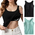 thumbnail image 2 of Womens Cotton Camisole Adjustable Camisole With Frame Bra Stretch Undershirt, 2 of 6