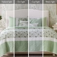 thumbnail image 2 of Noaman 6-Piece Cotton Percale Quilt Set with 3 Decorative Pillows, Sage Green Floral Design, Full/Queen Size 90x90 Inch, 2 of 21