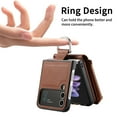 thumbnail image 2 of for Samsung Galaxy Z Flip 3 Zipper Storage Wallet Function Case, Classic Women Girls Premium PU Leather Purse Card Holder Anti-drop Phone Case for Samsung Galaxy Z Flip 3 5G - Brown, 2 of 9