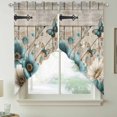thumbnail image 2 of Teal Tulip Butterfly Swag Curtains for Kitchen/Bedroom/Living Room, Beige Turquoise Floral Farmhouse Wooden Scalloped Curtains 63 Inch Long, Window Swag Topper Curtains Valances 2 Panels Set 36"x63", 2 of 8