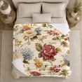 thumbnail image 5 of Vintage Botanical Floral Illustration Cream, Cozy Botanical Garden Scene, Warm Flannel Blanket for Sunroom and Reading Nook, Garden Lovers Housewarming Gift, Botanical Home Decor, 5 of 9