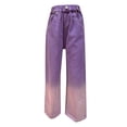 thumbnail image 5 of Tfken Pants For Girls Toddler Size 8-9 Years Straight-Leg Casual Trendy Daily Wear Elastic Waist Gradient Purple Trousers, 5 of 5