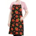 thumbnail image 5 of Red Strawberry Plants Fruit Black Apron-Garden Aprons for Women with Pockets-Cotton Linen Waterproof Kitchen Cooking Gardening Aprons Adjustable for Kitchen,Cooking,BBQ and Salon 33x27 Inch, 5 of 7