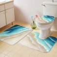 thumbnail image 3 of Abstract Beach Bathroom Rugs Set Teal Blue Beige Ombre Ocean Wave Coastal Sand Non Slip Absorbent Soft Bath Mats 3 Piece Set with Bathroom Rug, U-Shaped Floor Mat, Toilet Seat Cover Small Size, 3 of 9
