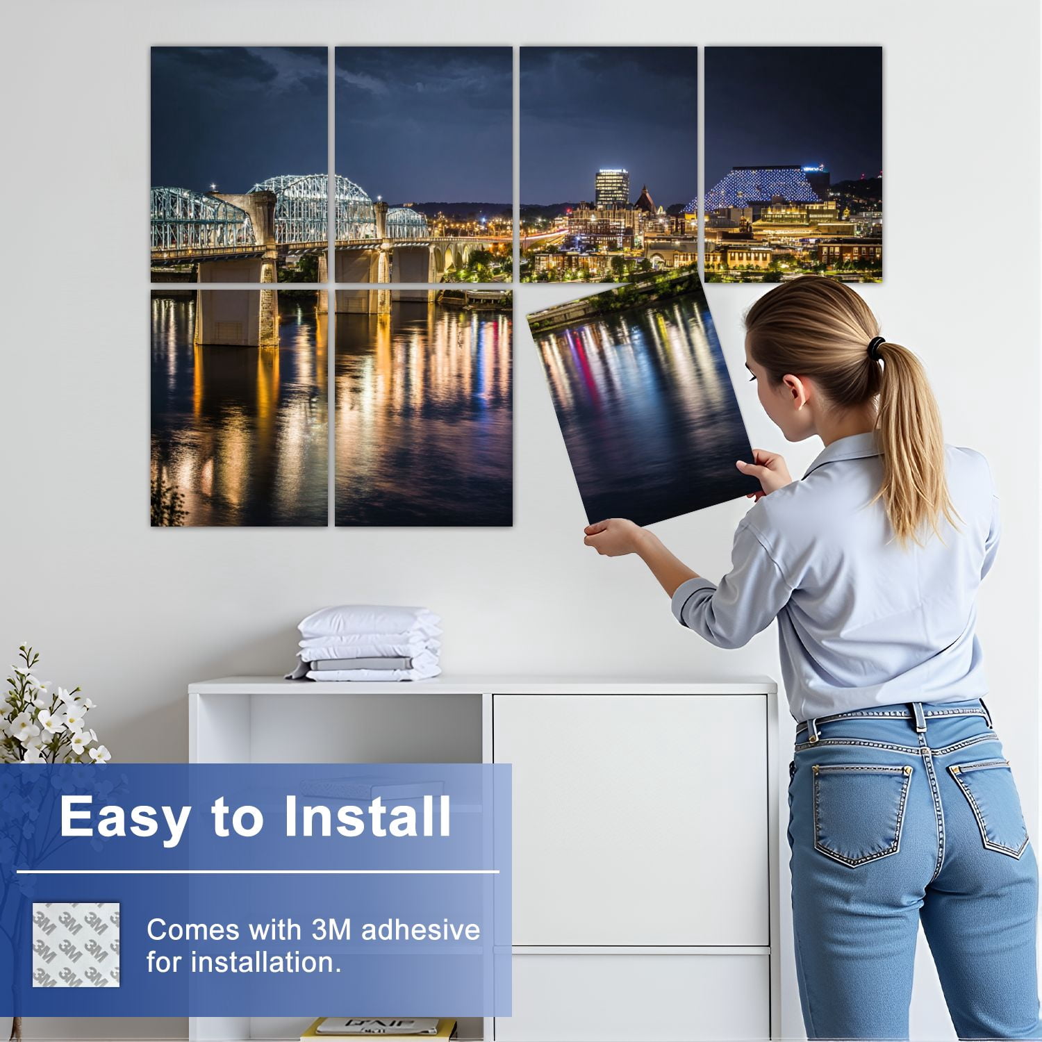 8 Pack Art Acoustic Panels Sound Absorbing Chattanooga Tennessee Decorative Soundproof Wall Panels Self Adhesive for Nursery Game Room Bedroom 48"x32"