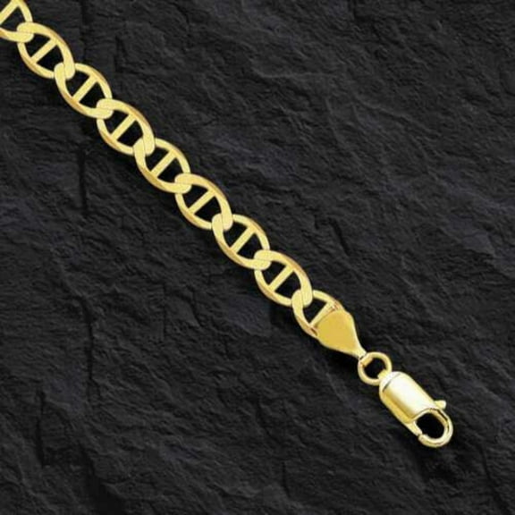 10K 24in Yellow Gold Diamond Cut/Textured Mariner Chain with Lobster Clasp, Approx 8g