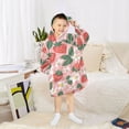 thumbnail image 6 of Dailycode Wearable Blanket Hoodie Oversized Sherpa Flannel Blankets with Pocket for 3-14 Year Old Strawberries Flowers Leaves, 6 of 7