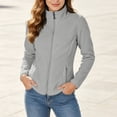thumbnail image 6 of Women Fleece Jacket Sevevn Stand Collar Slim Fit Polar Fleece Fabric Full Zip Long Sleeve Outerwear With Zipper Pockets For Hiking Travel Daily Outdoor Wear, 6 of 8